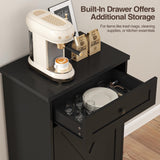 Tilt Out Trash Cabinet, Farmhouse Trash Can Cabinet w/Negative ion, Dog Proof 10 Gallon Garbage Can Cabinet for Kitchen, Bathroom, Living Room, Black Halitaa