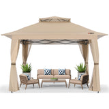 ABCCANOPY 13x13 Pop Up Gazebo, Outdoor Canopy Tent, Instant Screened Shelter with Mosquito Netting for Patio, Garden, Backyard, Party, Camping (Khaki) ABCCANOPY