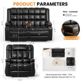 Reclining Sofa and Loveseat Set, Loveseat Recliner and Single Oversized Recliner Chair with Heat Massage, Removable Console, Storage Armrests, Breathable Faux Leather Manual Couches for Living Room Furgatti