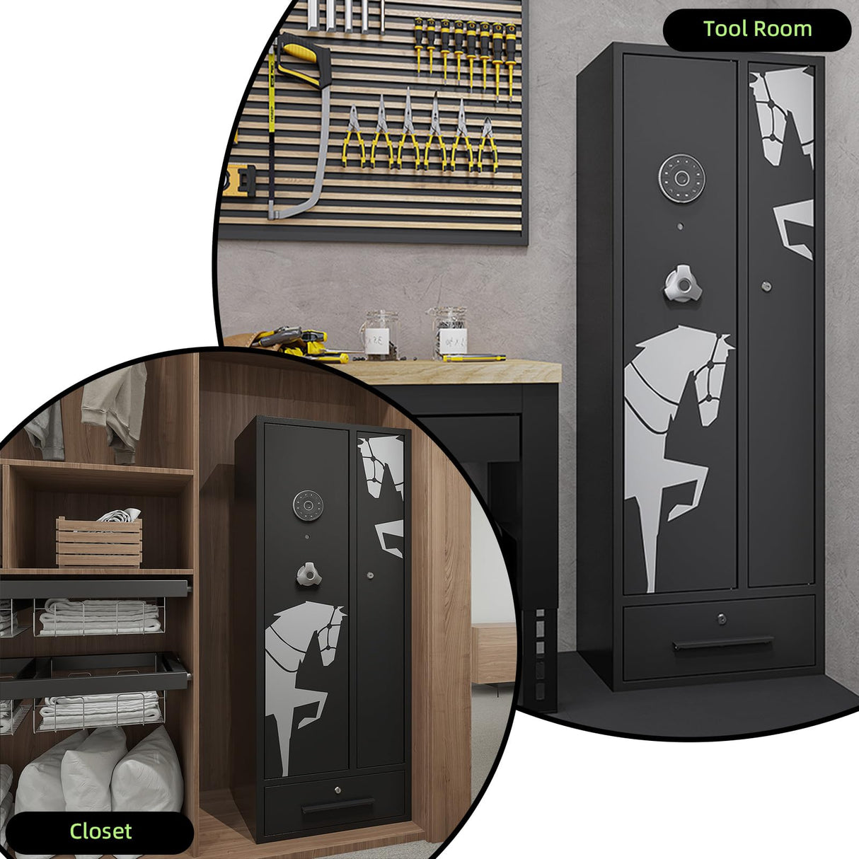 KAER 5-7 Gun Safe,Gun Safes for Home Rifles and Pistols,Combination Gun Safes,Gun Safe & Cabinet,Gun Cabinet for Rifles and Shotguns,Gun Cabinets with Drawers, Pistol Pouch and Removable Shelf KAER