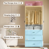 MEISSALIVVE Armoire Wardrobe Closet with 2 Door & 3 Drawers, 74.8" Large Wardrobe Cabinet with Hanging Rod, Freestanding Modern Bedroom Armoire Storage Cabinet, White MEISSALIVVE