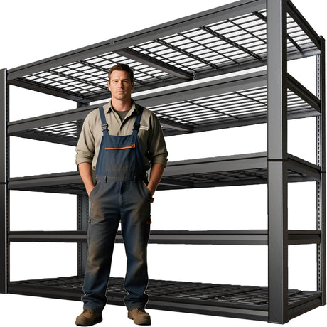 SKZNSA 68" Wide Heavy Duty Garage Shelving Units, 5-Tier Deep Storage Shelves,Black Metal Garage Shelves,Steel Shelf,Large Storage Rack,Industrial Shelving for Shop, 68" W x 20" D x 84" H SKZNSA