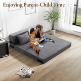 HOMFINE Folding Sofa Bed - Convertible Sleeper Chair with Pillow, Fold Out Couch, Memory Foam Floor Mattress, Futon Couch, Lazy Sofa for Living Room/Dorm/Guest Room/Home Office, Grey, Queen Size HOMFINE