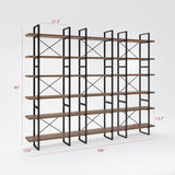 Brown Walnut Color 6 Tiers Display and Storage Room Divider Bookcase 85" H X W 12.6" D Black Modern Contemporary MDF Metal Finish Includes Hardware WoodArtSupply
