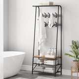 Coat Rack Shoe Bench with 10 Hooks, Hall Trees Entryway Bench with Storage, Multifunctional Hallway Organizer, Wood Look Accent Furniture with Metal Frame Amyove