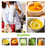 KOIOS Immersion Hand Blender, 5-in-1 Hand Blender with Entire Stainless Steel Blender Shaft, Full Copper Motor, Built in 12 Speed Turbo Stick Blender, Handheld blender for Baby food, Smoothies, Soups KOIOS
