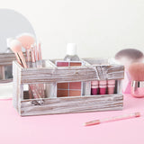 Juvale Rustic-Style Desk Pencil Holder with 3 Compartments - Farmhouse Decor and Wooden Organizer for Pen and Office Accessories Juvale