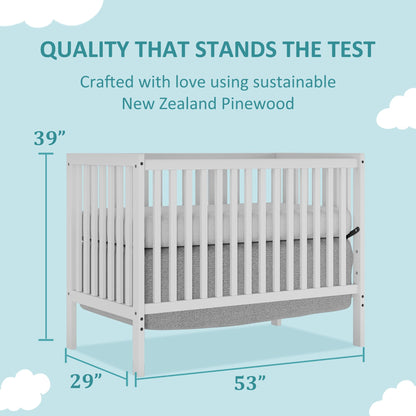 ARCLIS 5-in-1 Convertible Crib, Easily Converts from Baby Crib to Toddler Bed, 3 Position Adjustable Height Mattress Support System, Fits Standard Full-Size Crib Mattress