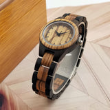 MISHIKG Women's Wooden Watch Lightweight Analog Handmade Quartz Wood Watches Brown Dial Adjusted Band with Extra Links MISHIKG