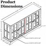 HRVEOCEI Lighted Curio Cabinets with Glass Doors,Wide Curio Display Cabinet with Lights, Farmhouse Glass Display Cabinet with Adjustable Shelves,Grid Design (Wide, White) HRVEOCEI