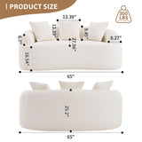 Thctvous 65” Beige Curved Loveseat Sofa with Round Armrest, Compression Couch with 3 Pillows, Cream Couch for Small Space, Living Room, Bedroom, Memory Foam, Chenille, No Assembly (Beige, 65") Thctvous