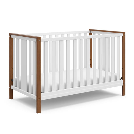 Storkcraft Modern Pacific 4-in-1 Convertible Crib (White with Vintage Driftwood) – GREENGUARD Gold Certified, Converts from Baby Crib to Toddler Bed and Full-Size Bed, Adjustable Mattress Support Base GRACO