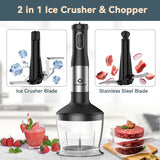 LINKChef 7 in 1 Immersion Blender Scratch Resistant, 2 Titanium Steel Blades 800W Hand Blender, 20 Speed and Turbo Mode Stick Blender Immersion with Whisk, Milk Frother, Food Processor, Beaker LINKChef