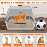 SZEE XL Stainless Steel Litter Box, Top Exit Design, Non Stick, No Smell, Easy Cleaning, Activated Charcoal Odor Control Design, Half/Fully Enclosed Design, Footboard, Trapping Mat & Scoop Included SZEE