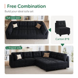 HONBAY Modular Sectional Sleeper Sofa with Storage, Velvet Modular Sofa Couch Oversized, 8-Seat Reversible Velvet Sleeper Sectional Sofa Bed for Living Room, Black HONBAY