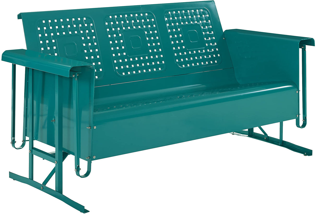 Crosley Furniture CO1023-TU Bates Retro Metal Outdoor Sofa Glider, Turquoise Gloss Crosley Furniture