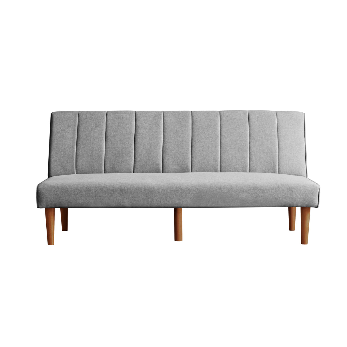 HomePop Upholstered Bergen Convertible Futon Sofa Bed, Modern Sofa Couches for Living Room, Small Spaces, Dorm, Apartment, Gray Woven HomePop