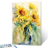 Tucocoo Sunflowers Paint by Numbers Kits 16x20 inch Canvas DIY Digital Oil Painting for Adults with Brushes and Acrylic Pigment - Abstract Watercolour Floral for Home Wall Decor Gifts (Without Frame) Tucocoo