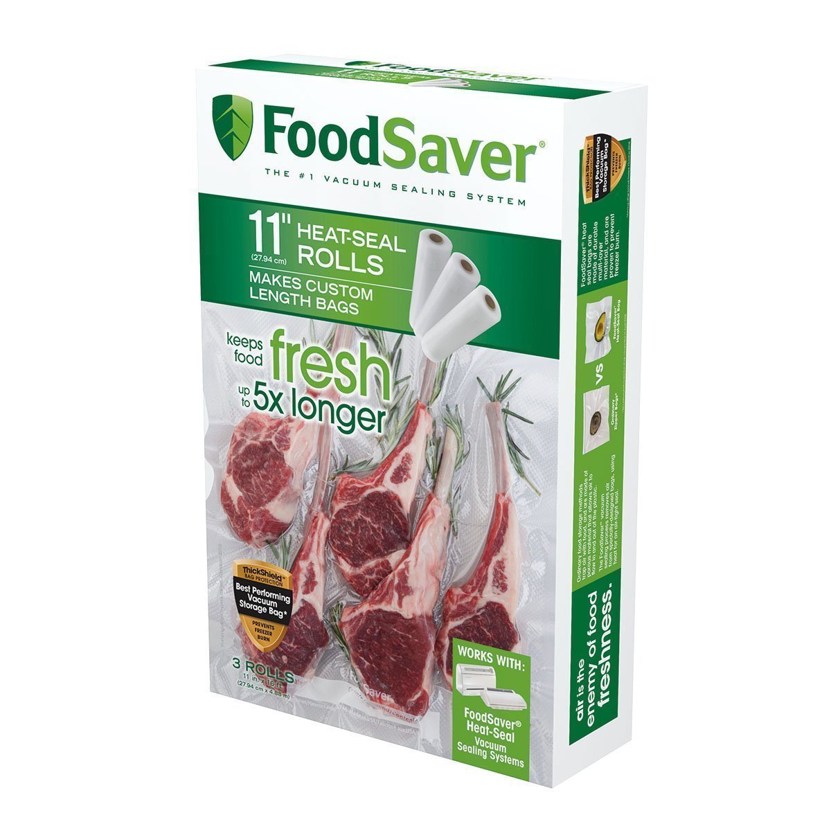 FoodSaver Custom Fit Vacuum Sealer Bags, Airtight Food Storage and Sous Vide Rolls, BPA-Free, 11 x 16' (Pack of 3) FOODSAVER