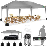 COBIZI Canopy 10x20 Pop Up Canopy Tent 10x20ft Waterproof Party Tent Ez Up Canopy Tents for Parties Wedding Outdoor Commercial Event Gazebo Portable Instant Tent for Backyard Camping Carport(Gray. COBIZI
