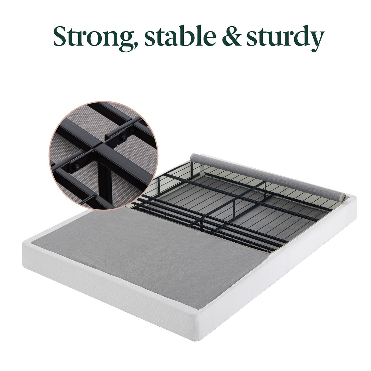 ZINUS 7.5 Inch Box Spring with Cover, No Assembly Mattress Foundation, Sturdy Metal Structure, Full, White Zinus