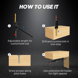 EZARC Countersink Drill Bit Set, 12 PCS Counter Sink Drill Bit Adjustable, #4, #6, #8, #10, #12, Magnetic Extension bit Holder for Woodworking with Storage Box EZARC