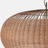 Rattan Handwoven Pendant Lights Adjustable Bamboo Wicker Hanging Lamp, Pendantt Light Fixture With Drum Basket Shade 1 Light Woven Pendant Light For Dining Room Living Room (Not Bulb Included) YUJIDAO