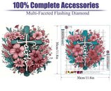 Religious Diamond Art Kits for Adults, Cross Flower Diamond Painting, Diamond Painting Kits for Adults Beginners, Diamond Art for Kids Gem Art Home Wall Decor 11.8x11.8Inch Baiwanerxiang