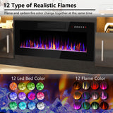 PRETZI Fireplace TV Stand with 36" Fireplace Up to 80" TVs,70" Entertainment Center with LED Lights,Remote Control,TV Media Console with Storage Cabinets for Living Room, Black PRETZI