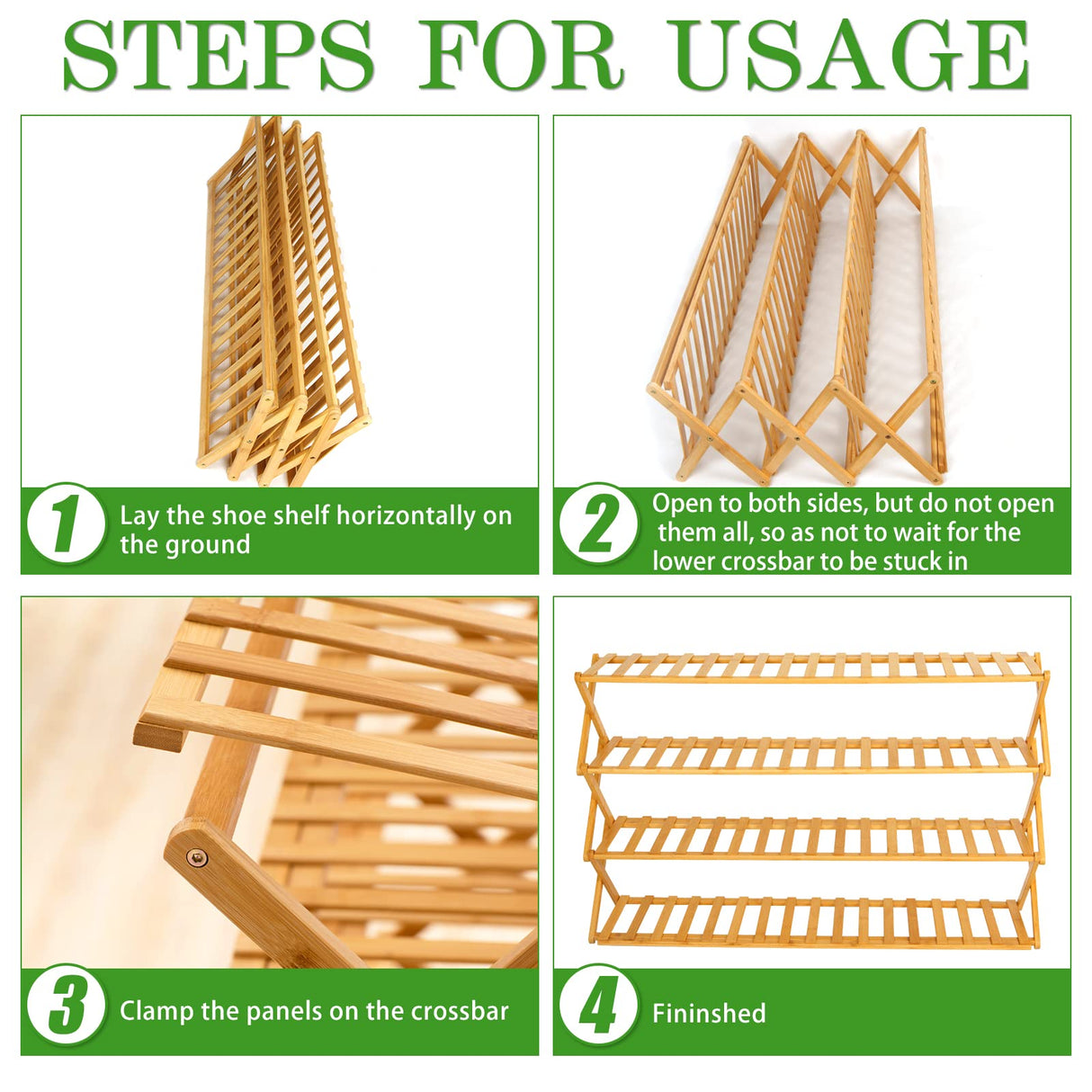 Choclaif Free Standing Shoe Racks for Closet, Shoe Shelf Bamboo Shoe Rack for Bedroom, Entryway Hallway Closet Living Room Organizer(3 Tier) Choclaif