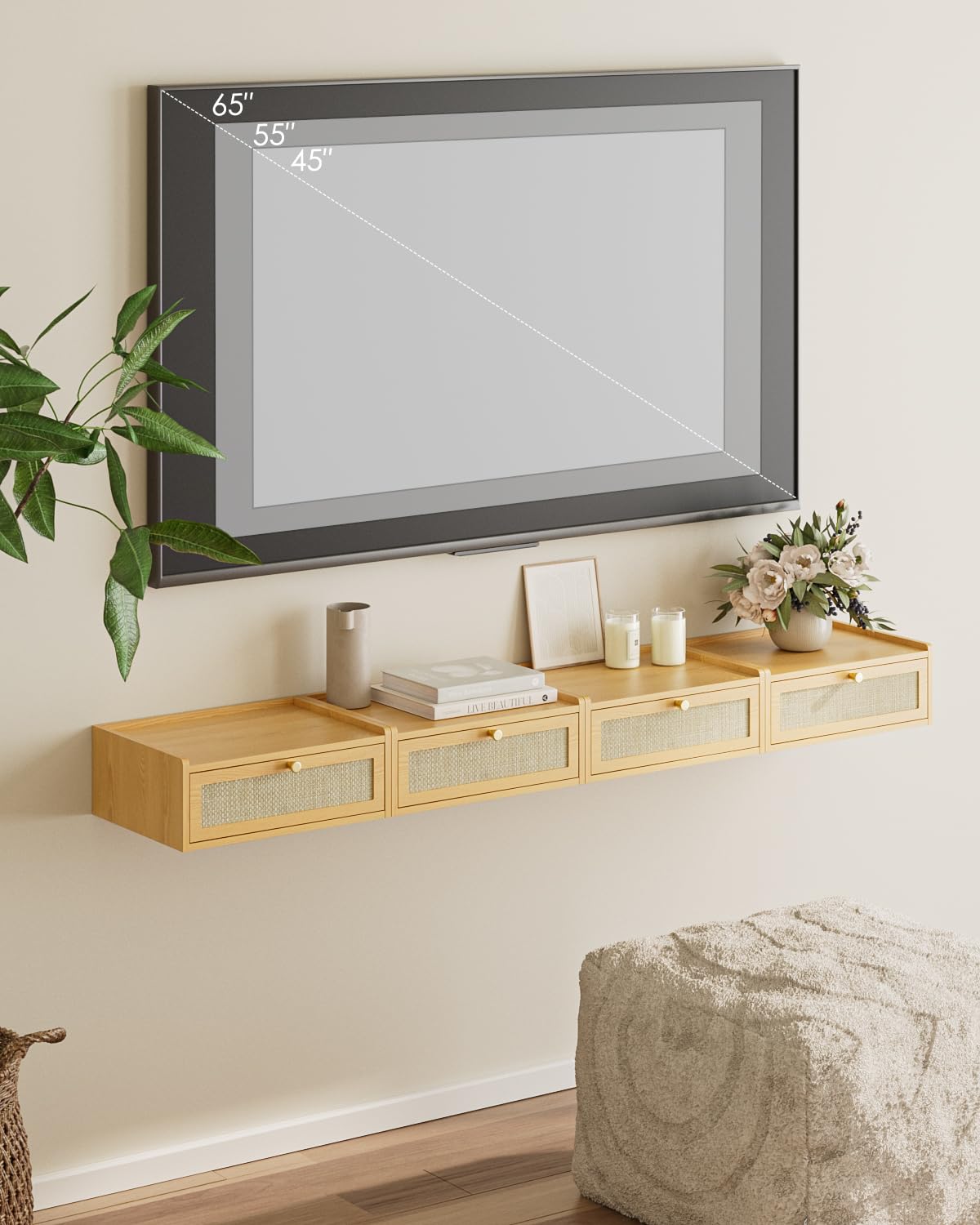 AEPOALUA Floating Nightstand,Wall Mounted Night Stand with Drawer,Small Floating Shelves,Floating Wood Bedside Table for Bedroom、Living Room、Bathroom AEPOALUA