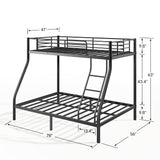 SogesSleep Bunk Beds Twin Over Full Size, Heavy Duty Metal Bunk Bed Frame with Angled Ladder for Teens and Adults, for Spaces-Saving, Smooth Rounded Edges, Noise Free & Easy Assembly, Black SogesSleep