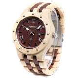 BEWELL W109A Natural Wood Watches for Men Quartz Date Lumious Pointers (Maple and Red Sandalwood) BEWELL