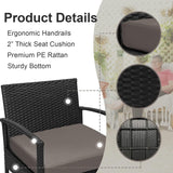 PROHIKER 3 PCS Patio Rattan Conversation Chairs Set, Outdoor Patio Furniture Balcony Furniture Set, Wicker Patio Bistro Set for Garden Porch Balcony Yard, Brown PROHIKER