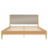 DHP Dacin Wood Bed Frame with Upholstered Headboard, King, Beige Linen DHP