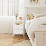 TUTOTAK End Table with Charging Station, Side Table with 2 USB Ports and Outlets, Nightstand with Cloth Drawer, Set of 2, Couch Table, White TB01BW067 TUTOTAK