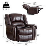 CANMOV Leather Recliner Chair, Classic and Traditional Manual Recliner Chair with Comfortable Arms and Back Single Sofa for Living Room, Brown CANMOV