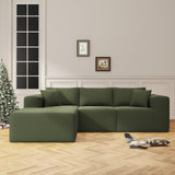 108" Cloud Sectional Couch with L-Shape Chaise,4 Seat Modern Modular Sofa with Deep Seat, Upholstered Couches for Living Room Bedroom, Sectional Boneless Couch (Green, 108"+Left Facing Chaise) SYFERLORY