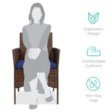 Best Choice Products 3-Piece Outdoor Wicker Conversation Bistro Set, Space Saving Patio Furniture for Garden w/Side Table - Brown/Navy Best Choice Products