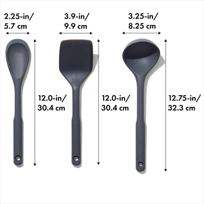 OXO Good Grips 3-Piece Silicone Utensil Set,Gray