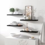 YYWUOJJ Wood Floating Shelves for Wall, Rustic Wall Shelves for Bedroom, Wall Mounted Floating Shelf, Set of 6 Black YYWUOJJ