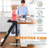 Foldable Toddler Kitchen Stool Helper, Toddler Tower with 3 Adjustable Height, Wooden Toddler Step Stool, Collapsible Toddler Tower, Toddler Stool for Kitchen and Bathroom CaMecequter