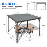 Domi 8x10FT Lean to Gazebo, Outdoor Hardtop Wall Mounted Gazebo with Sloping Galvanized Steel Roof, Upgraded Heavy Duty Mounted Shelter with Drainage System for Deck, Porch, Backyard domi outdoor living