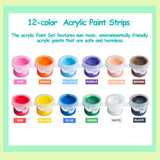 Vivixin 300Pcs Mini Acrylic Paint Set, 20 Set 12 Colors Acrylic Paint Bulk With 40pcs Brushes and 20pcs Palettes, Acrylic Paint Strips for Kids&Adults, Perfect for Birthday Party Home Classroom Favors Vivixin