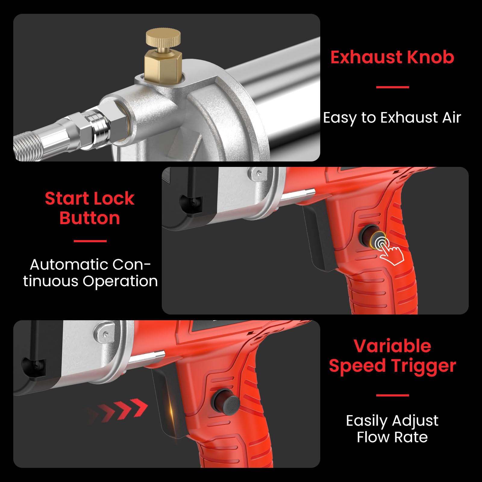 Avhrit Power Grease Gun, [with Super Bright LED Light] Grease Gun Battery Powered High Efficient 10000PSI Electric Grease Gun with 2 Batteries and Charger, 39.4” Long Hose and Quick Release C - WoodArtSupply