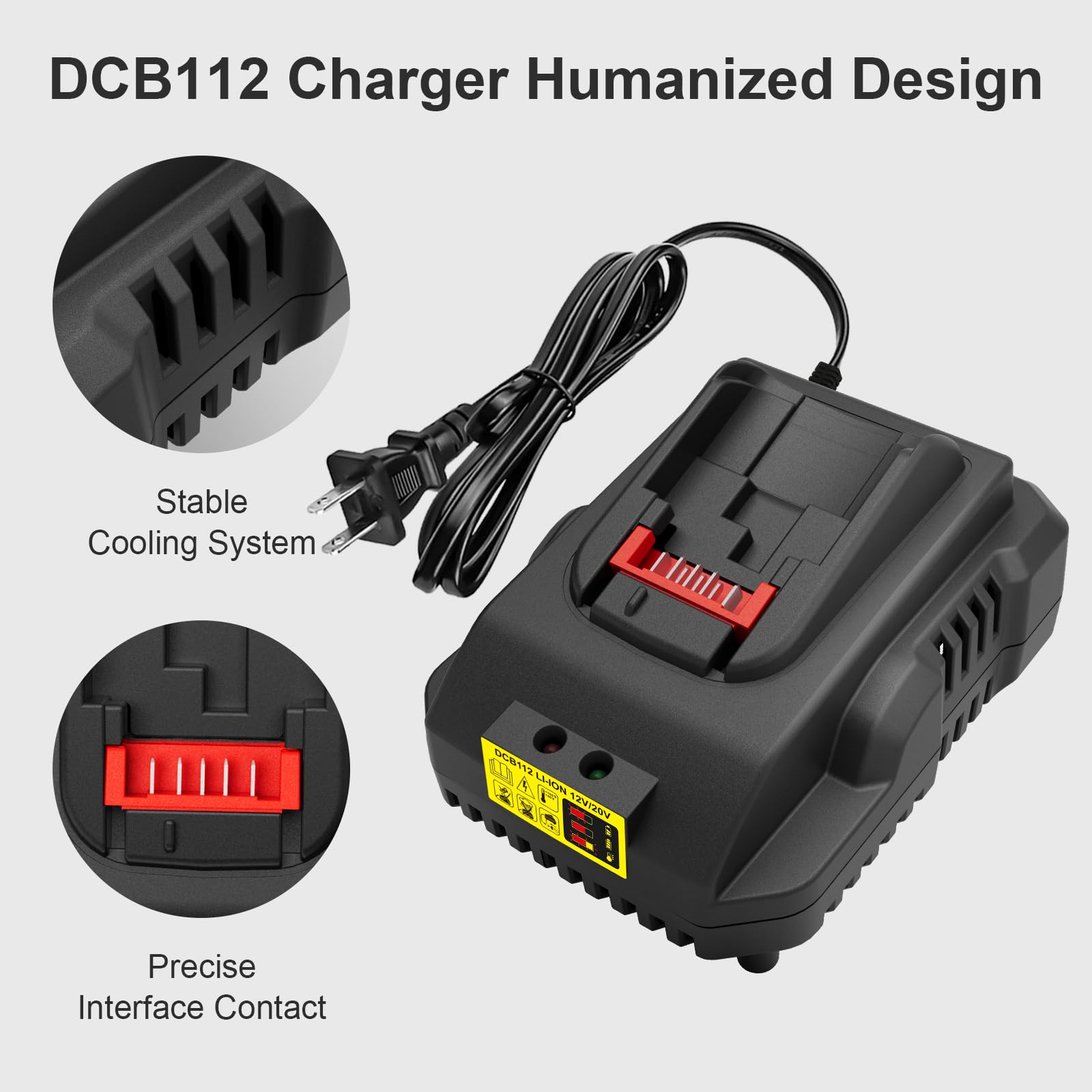 DCB112 Battery Charger Replacement for Dewalt 20v Battery Charger DCB118 DCB105 DCB115 DCB107 DCB104,Compatible with 12V 20V Max Lithium-ion Battery DCB206 DCB204 DCB230 DCB240 DCB120 DCB126( - WoodArtSupply