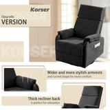 Korser Recliner Chairs, Swivel Rocking Recliner Chair for Adults, Glider Rocking Chair, Small Nursery Chair Recliner for Living Room, Reclining with Modern-Designed Armrests, Chenille, Black Korser