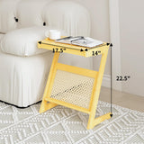Rattan NightStand Side Table with Adjustable Board Z Shaped End Table for Couch Mid Century Modern Boho NightStand Side Table Bamboo Coffee Side Table for Living Room Bedroom Sofa Small Spaces Natural RKVPCNE