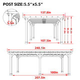 MUPATER 12x20 FT Retratable Wooden Pergola Gazebo for Patio with Arched Roof and Stakes, Outdoor Pergola Garden Shelter Cedar Framed for Backyard,Deck,Garden MUPATER
