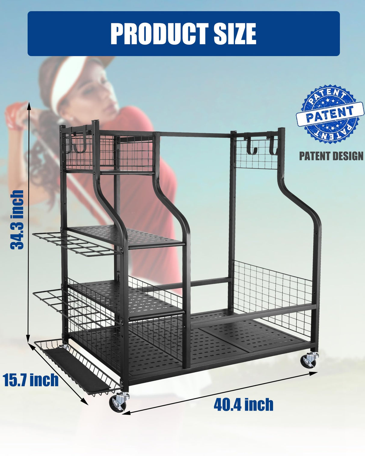 Mythinglogic Golf Storage Garage Organizer,Golf Bag Storage Stand and Other Golfing Equipment Rack,Extra Large Design for Golf Clubs Accessories,2 golf bag rack Mythinglogic